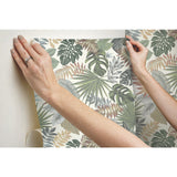 Palm Frond Toss Green Peel & Stick Wallpaper with Tropical Trees Pattern - York RMK12045RL