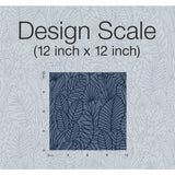 Tropical Leaves Sketch Navy Peel & Stick Wallpaper with Tropical Botanical Leaf Pattern - York RMK12046WP