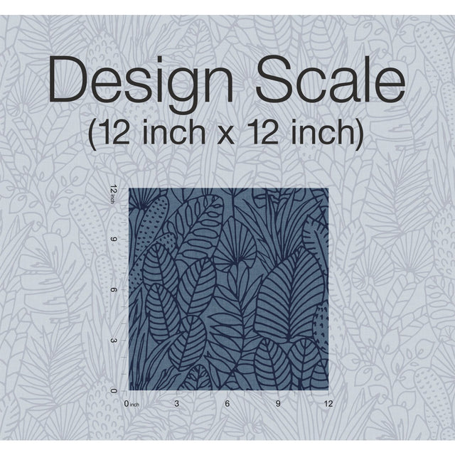Tropical Leaves Sketch Navy Peel & Stick Wallpaper with Tropical Botanical Leaf Pattern - York RMK12046WP