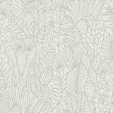 Tropical Leaves Sketch Beige Peel & Stick Wallpaper with Botanical Tropical Leaves Pattern - York RMK12047WP
