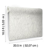 Tropical Leaves Sketch Beige Peel & Stick Wallpaper with Botanical Tropical Leaves Pattern - York RMK12047WP