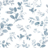 Dancing Leaves Blue Peel & Stick Wallpaper with Modern Botanical Leaves Pattern - York RMK12051RL