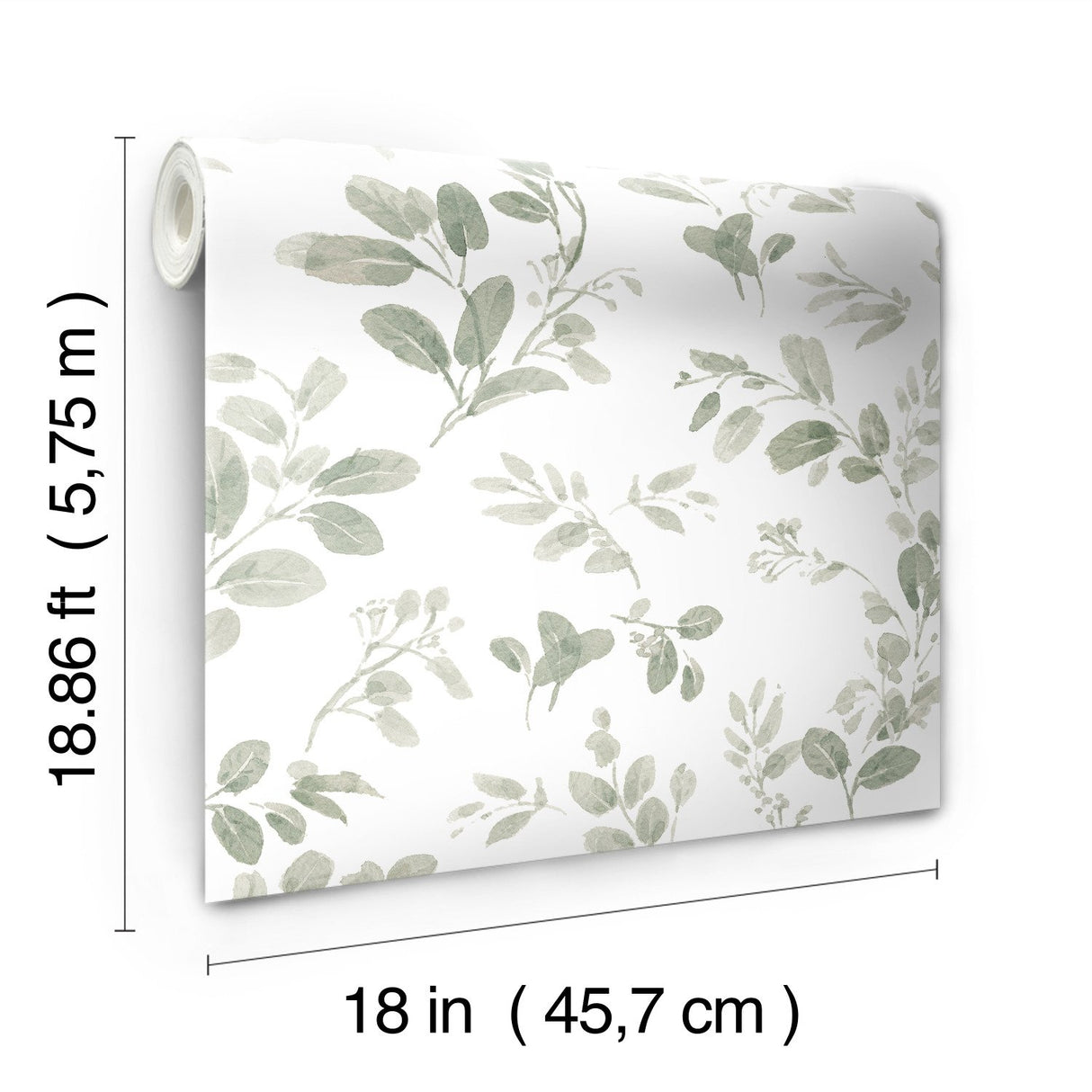 Dancing Leaves Green Peel & Stick Wallpaper
