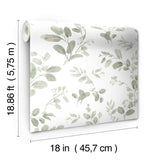 Dancing Leaves Green Peel & Stick Wallpaper