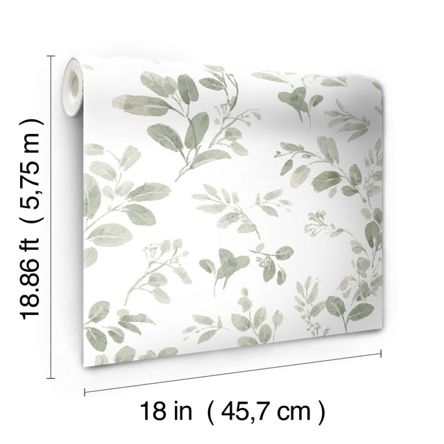 Dancing Leaves Green Peel & Stick Wallpaper