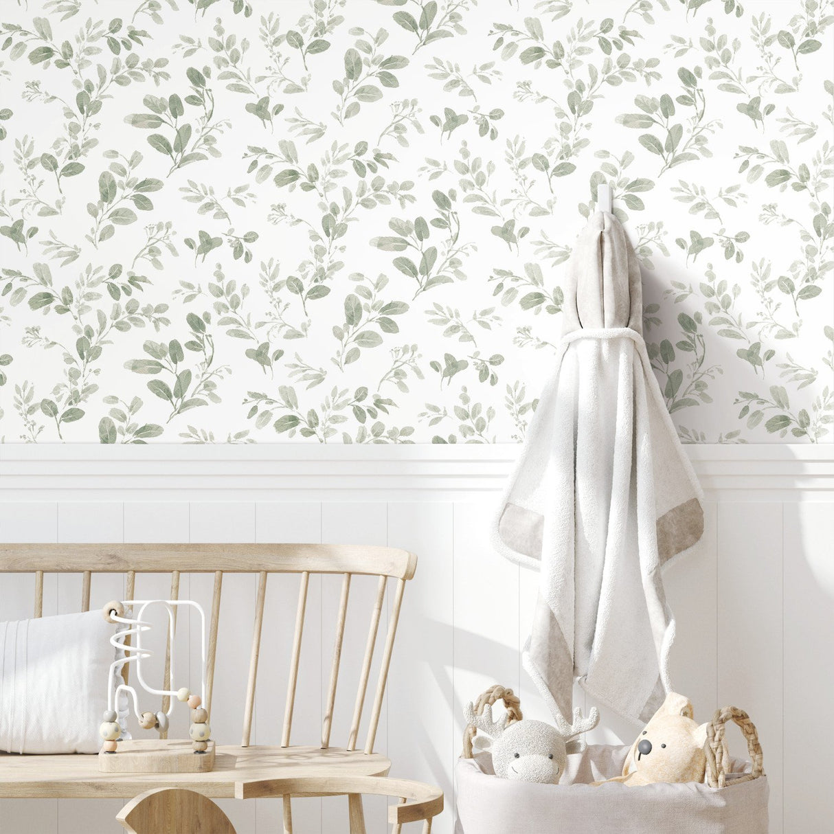Dancing Leaves Green Peel & Stick Wallpaper
