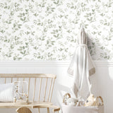Dancing Leaves Green Peel & Stick Wallpaper