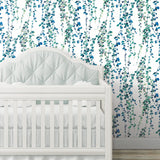 Hanging Watercolor Vines Blue Peel & Stick Wallpaper with Botanical Nature Pattern - York RMK12059RL