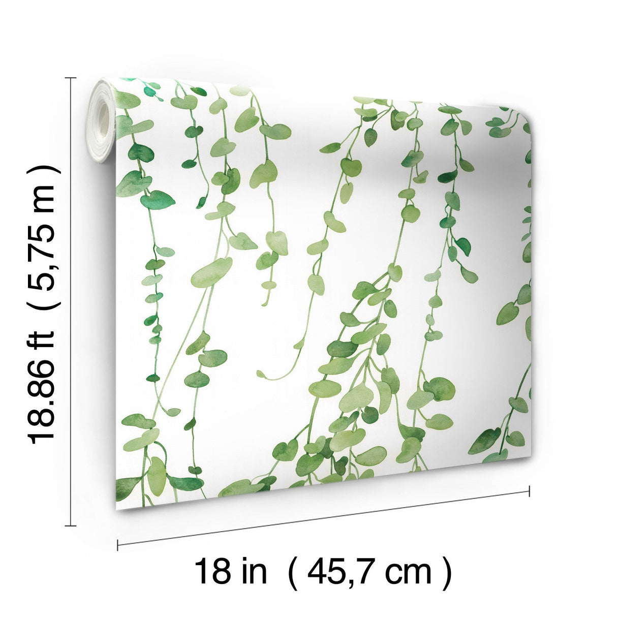 Hanging Watercolor Vines Green Peel & Stick Wallpaper with Botanical Nature Pattern - York RMK12060RL