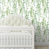 Hanging Watercolor Vines Green Peel & Stick Wallpaper with Botanical Nature Pattern - York RMK12060RL