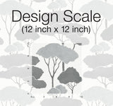 Umbrella Pines Grey Peel & Stick Wallpaper with Whimsical Botanical Trees Pattern - York RMK12062WP