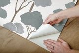 Umbrella Pines Blue Peel & Stick Wallpaper with Whimsical Botanical Trees Pattern - York RMK12063WP