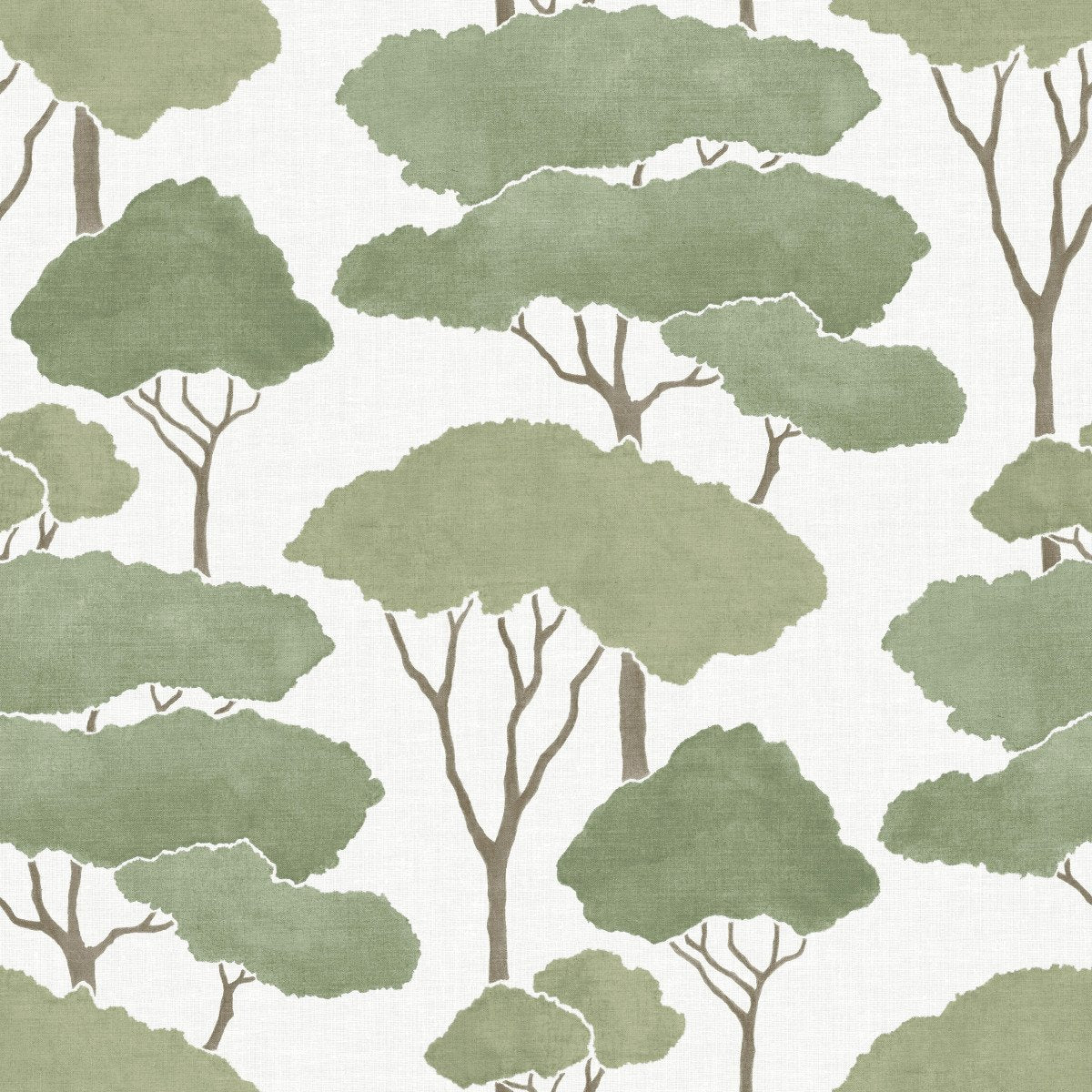 Umbrella Pines Green Peel & Stick Wallpaper with Whimsical Botanical Trees Pattern - York RMK12064WP