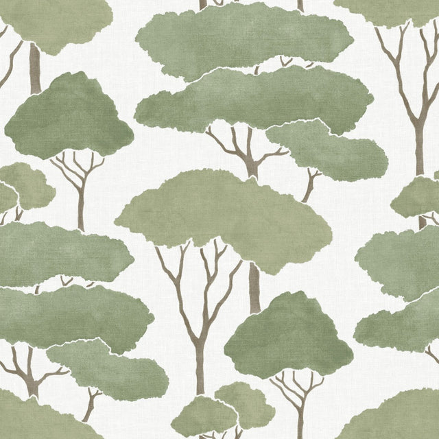 Umbrella Pines Green Peel & Stick Wallpaper with Whimsical Botanical Trees Pattern - York RMK12064WP