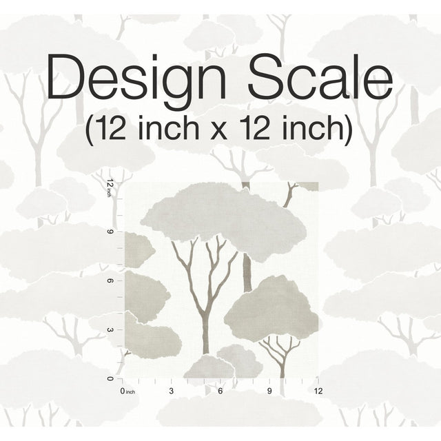 Umbrella Pines Brown Peel & Stick Wallpaper with Whimsical Botanical Trees - York RMK12065WP