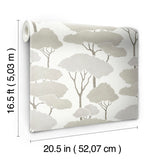 Umbrella Pines Brown Peel & Stick Wallpaper with Whimsical Botanical Trees - York RMK12065WP
