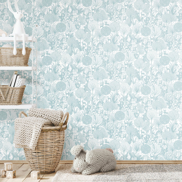 Forest Friends Green Peel & Stick Wallpaper with Kids Nature Novelty Pattern - York RMK12074RL