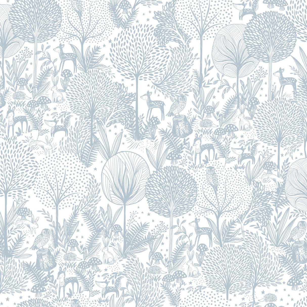Forest Friends Blue Peel & Stick Wallpaper with Kids Nature Novelty Pattern - York RMK12075RL