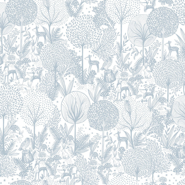 Forest Friends Blue Peel & Stick Wallpaper with Kids Nature Novelty Pattern - York RMK12075RL