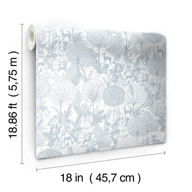Forest Friends Blue Peel & Stick Wallpaper with Kids Nature Novelty Pattern - York RMK12075RL