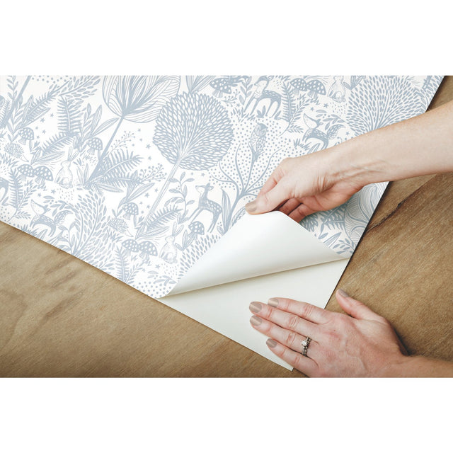 Forest Friends Blue Peel & Stick Wallpaper with Kids Nature Novelty Pattern - York RMK12075RL