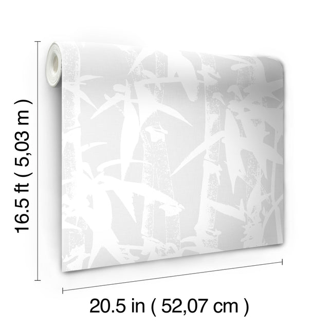 Modern Bamboo Grey Peel & Stick Wallpaper with Nature Bamboo Motif, Transitional Style - York RMK12077WP