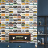 Retro Cassettes Multicolor Peel & Stick Wallpaper with Novelty Retro Pattern - York RMK12080RL