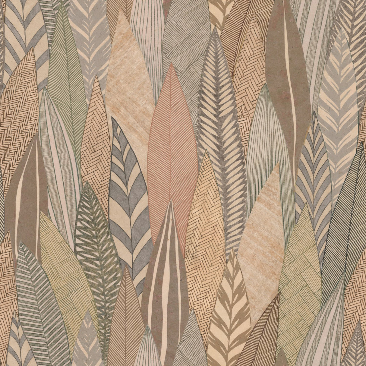 Fern & Feathers Tan Peel & Stick Wallpaper with Modern Nature Novelty Pattern - York RMK12084RL