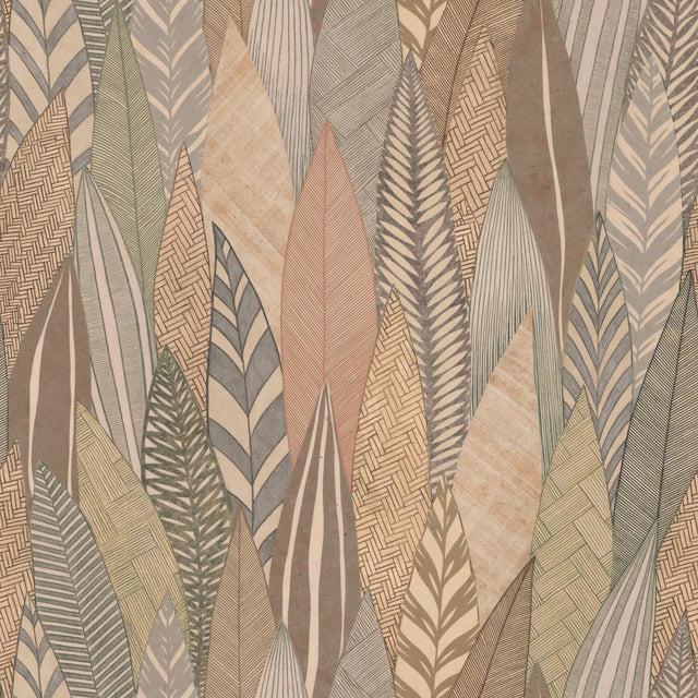 Fern & Feathers Tan Peel & Stick Wallpaper with Modern Nature Novelty Pattern - York RMK12084RL