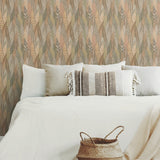 Fern & Feathers Tan Peel & Stick Wallpaper with Modern Nature Novelty Pattern - York RMK12084RL