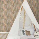 Fern & Feathers Tan Peel & Stick Wallpaper with Modern Nature Novelty Pattern - York RMK12084RL