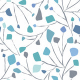 Terrazzo Branch Blue Peel & Stick Wallpaper with Whimsical Abstract Novelty Pattern - York RMK12094RL
