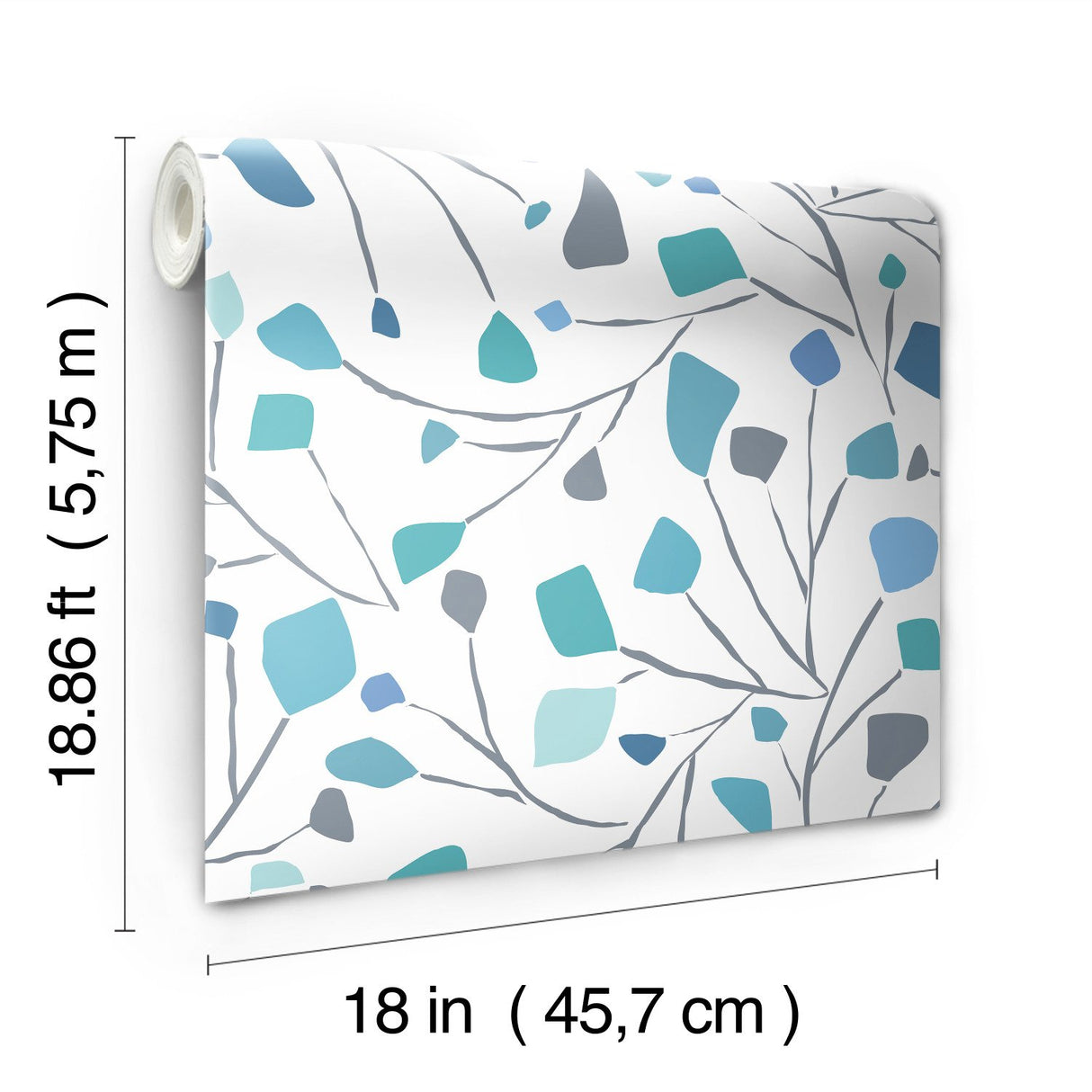 Terrazzo Branch Blue Peel & Stick Wallpaper with Whimsical Abstract Novelty Pattern - York RMK12094RL