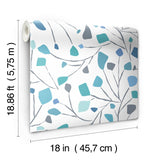 Terrazzo Branch Blue Peel & Stick Wallpaper with Whimsical Abstract Novelty Pattern - York RMK12094RL