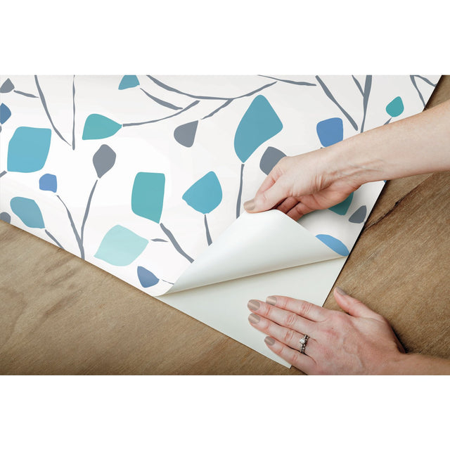 Terrazzo Branch Blue Peel & Stick Wallpaper with Whimsical Abstract Novelty Pattern - York RMK12094RL