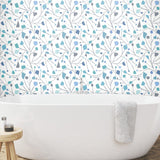 Terrazzo Branch Blue Peel & Stick Wallpaper with Whimsical Abstract Novelty Pattern - York RMK12094RL