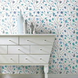 Terrazzo Branch Blue Peel & Stick Wallpaper with Whimsical Abstract Novelty Pattern - York RMK12094RL