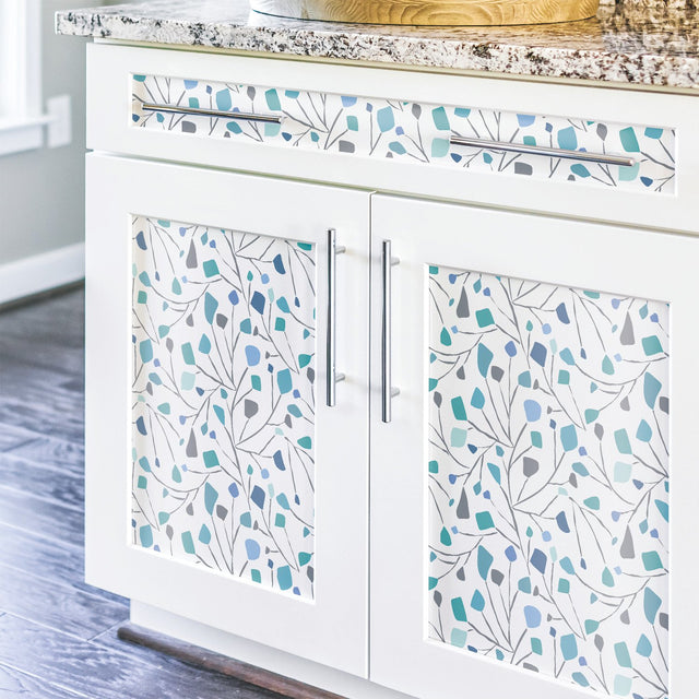 Terrazzo Branch Blue Peel & Stick Wallpaper with Whimsical Abstract Novelty Pattern - York RMK12094RL