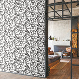 Ribbon Trail Black Peel & Stick Wallpaper with Modern Geometric Linework - York RMK12097RL