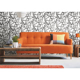 Ribbon Trail Black Peel & Stick Wallpaper with Modern Geometric Linework - York RMK12097RL