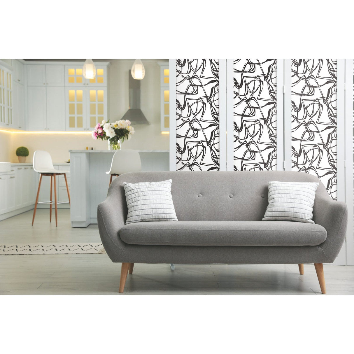 Ribbon Trail Black Peel & Stick Wallpaper with Modern Geometric Linework - York RMK12097RL