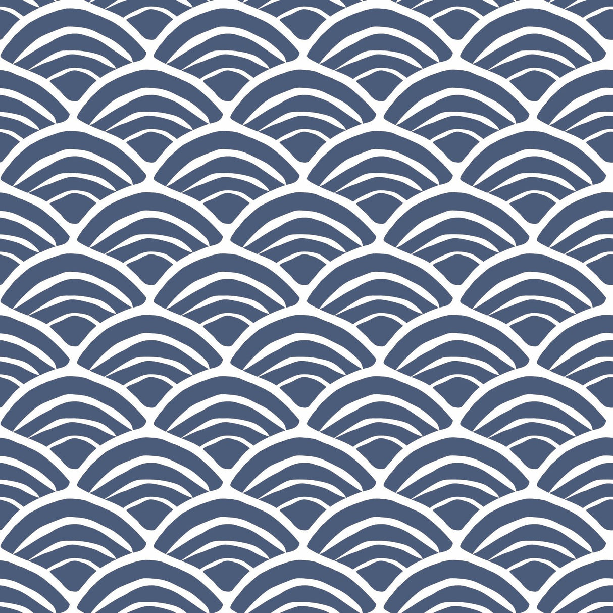Coastal Scallop Blue Peel & Stick Wallpaper with Geometric Coastal Scallop Motif - York RMK12101RL
