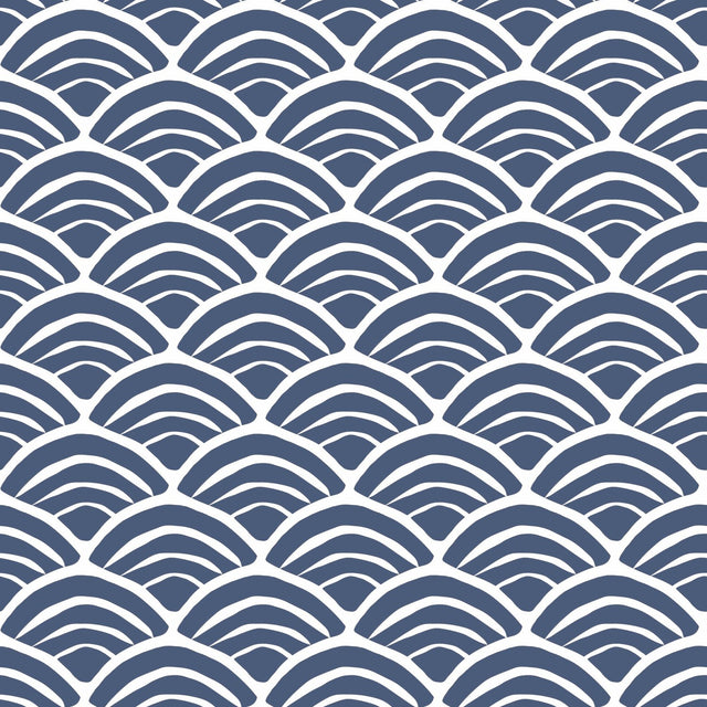 Coastal Scallop Blue Peel & Stick Wallpaper with Geometric Coastal Scallop Motif - York RMK12101RL