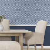 Coastal Scallop Blue Peel & Stick Wallpaper with Geometric Coastal Scallop Motif - York RMK12101RL