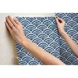 Coastal Scallop Blue Peel & Stick Wallpaper with Geometric Coastal Scallop Motif - York RMK12101RL