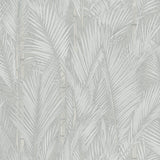 Swaying Fronds Grey Peel & Stick Wallpaper with Pearl Botanical Tropical Leaves - York RMK12102WP