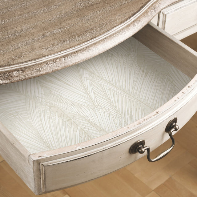 Swaying Fronds Taupe Peel & Stick Wallpaper with Pearl Tropical Botanical Leaf Pattern - York RMK12103WP