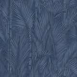 Swaying Fronds Navy Peel & Stick Wallpaper with Pearl Leaf Pattern, Tropical Botanical Style - York RMK12104WP