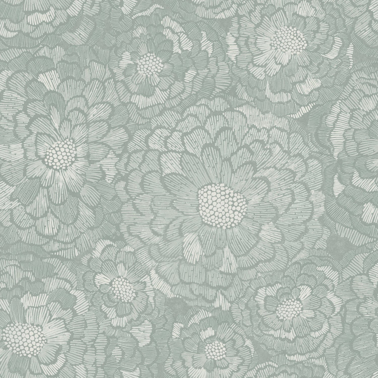 Zen Dahlia Green Peel & Stick Wallpaper with Modern Botanical Floral Pattern - York RMK12107WP