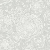 Zen Dahlia Grey and White Peel & Stick Wallpaper with Botanical Floral Motif - York RMK12108WP